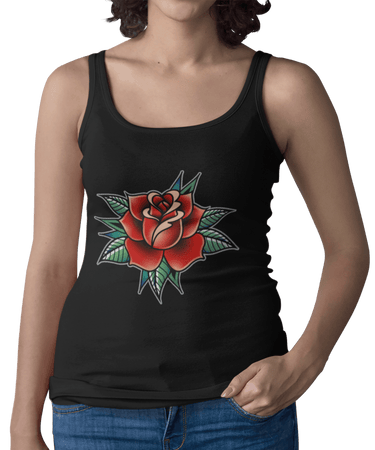 Rose Tattoo Design Adult Womens Vest Top 8Ball